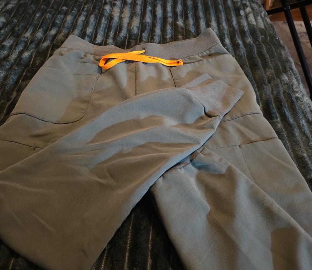 Figs Olive Joggers with Bright Orange Accent
